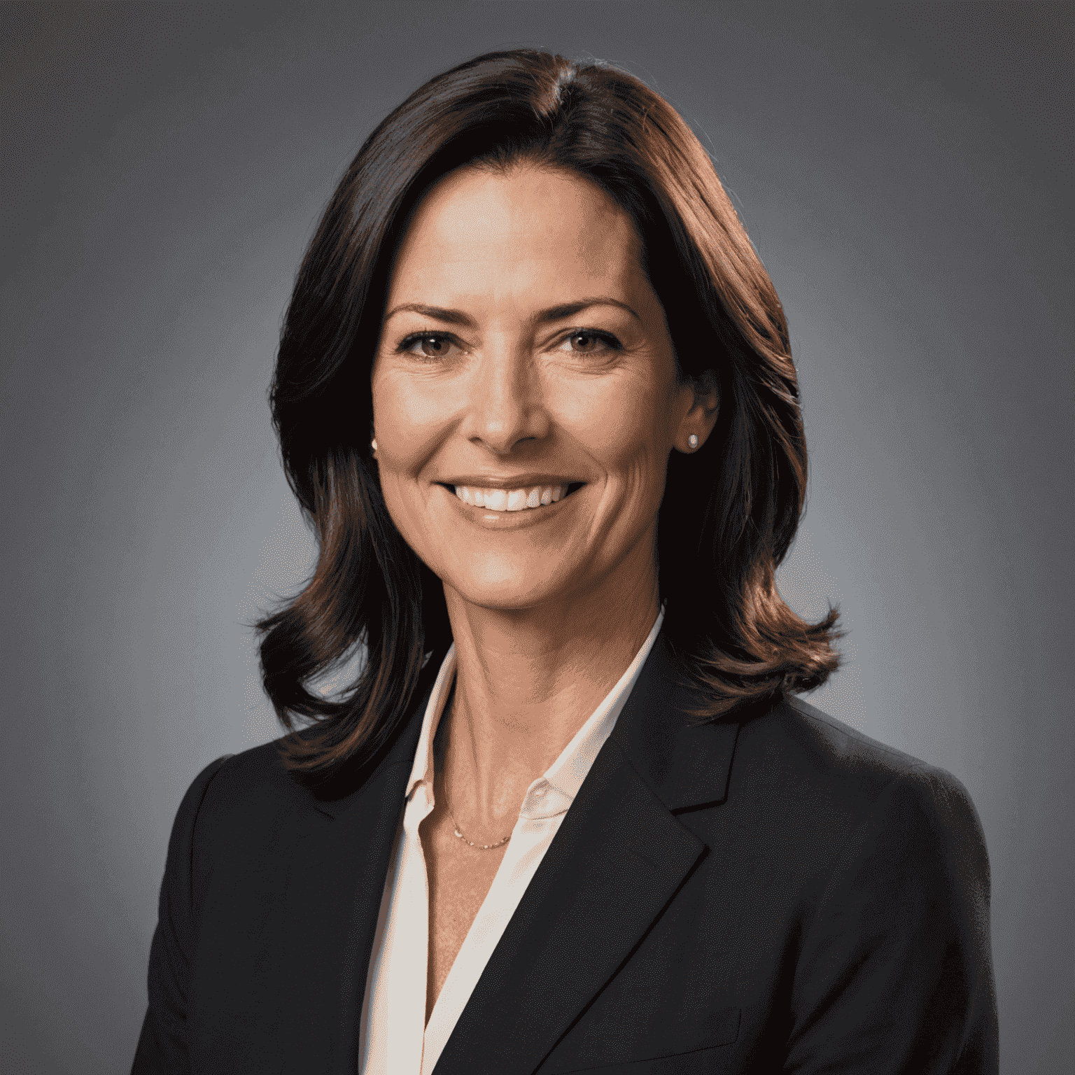 Portrait of Jane Smith, a professional woman in her 40s with dark hair and a confident smile, wearing a business suit.